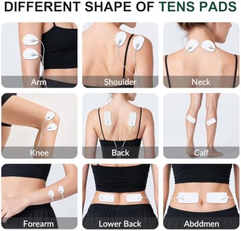 Belifu TENS Unit Electrode Pads Reusable Self-Adhesive Replacement Massage Pads Latex Free, Standard Connection Snap on 3.5mm Cable for Tens EMS Massager - Image 4