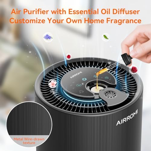 AIRROMI Air Purifier for Bedroom with HEPA 3-in-1 Filter, Pet Air Purifier for Home Cat Pee Smell, Covers Upto 990 Ft², Quiet 360°intake Air Cleaner for pet hair,allergies,Dust,Smoke A2001 Black - Image 5
