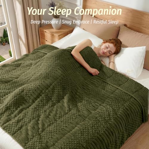 Wemore Sherpa Weighted Blankets for Adults, 60" x 80" 15 lbs Army Green - Image 3
