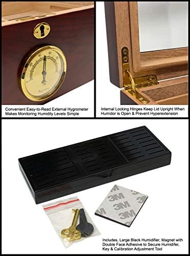 Prestige Import Group - Berkeley Glass Top Humidor - Capacity: Up to 100 - Color: Cherry - Image 4