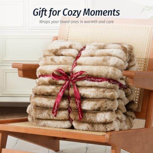 Fleece Weighted Blanket for Adults 48" x 72" 12lbs Soft Blankets, Khaki - Image 6