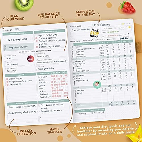 Clever Fox Wellness Planner & Food Journal for Weight Loss, A5 Amber Yellow - Image 4