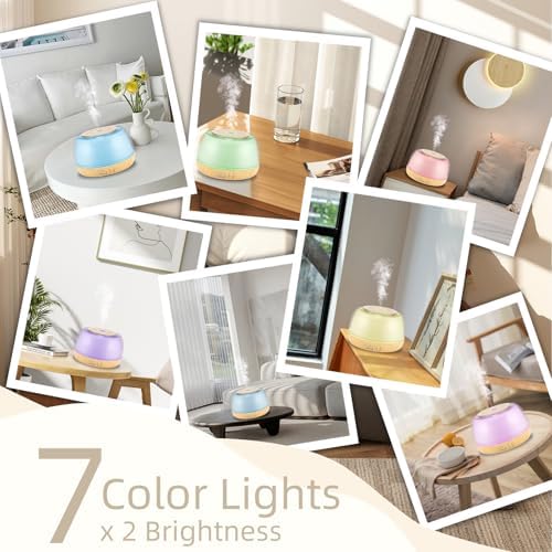 Marchred 300ml Essential Oil Diffuser with Remote Control, 7-Color LED Lights, 4 Timer Modes, Quiet Ultrasonic Aromatherapy for Home, Office, Room, Small & Stylish Design - Image 2