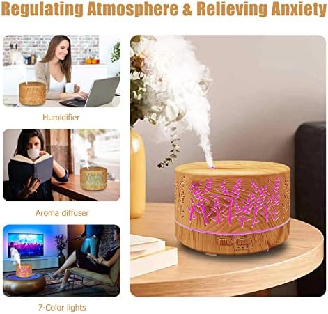 Diffusers for Essential Oils Large Room 600ml,Essential Oil Diffusers for Home with R/C,Cool Mist Humidifier,7 Colors Lights & 3 Mist Mode Waterless Auto Off for Office - Image 5