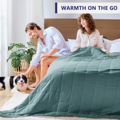 yescool Weighted Blanket for Adults (25 lbs, 88” x 104”, Teal) Cooling Heavy Blanket for Sleeping Perfect for 240-260 lbs, King Size Breathable Blanket with Premium Glass Bead - Image 4
