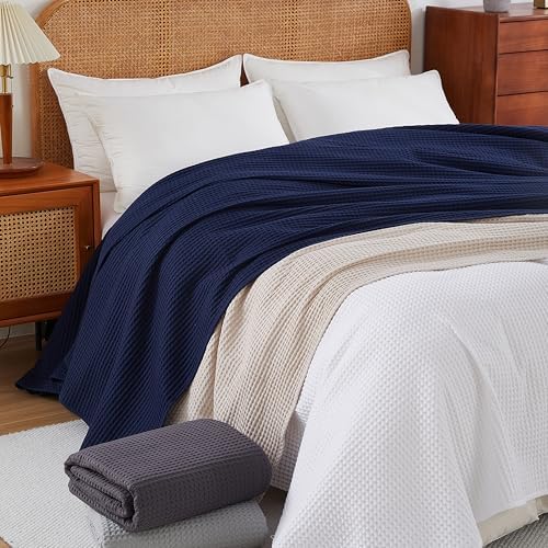 100% Egyptian Cotton Waffle Weave Throw Blanket for Bed Couch Sofa Home Decor, Soft Lightweight Bed & Couch Blanket for All Seasons (White - Twin Size - 66 * 90") - Image 7