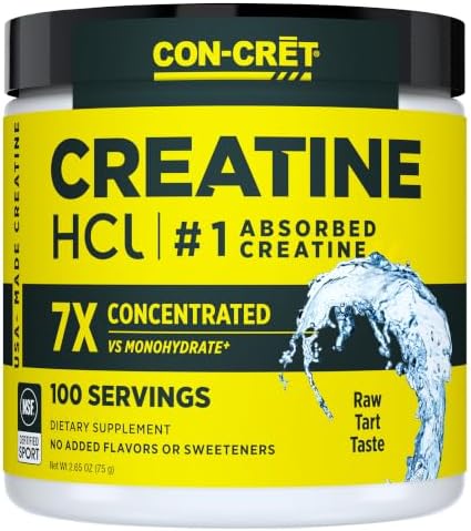 CON-CRET Creatine HCl Powder for Women and Men, Unflavored, 100 Servings by CON-CR%C4%92T%C2%AE