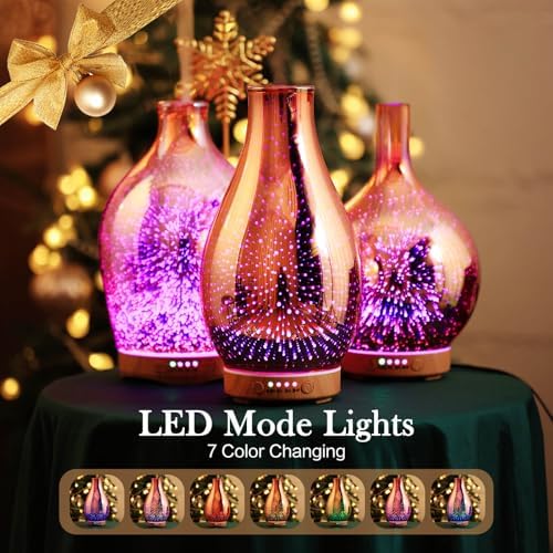 Porseme Essential Oil Diffuser 3D Glass Aromatherapy Ultrasonic Humidifier Cool Mist, Auto Shut-Off, Timer Setting, BPA Free for Home Office Hotel Yoga Gym Leisure SPA Gift 100ml - Image 2