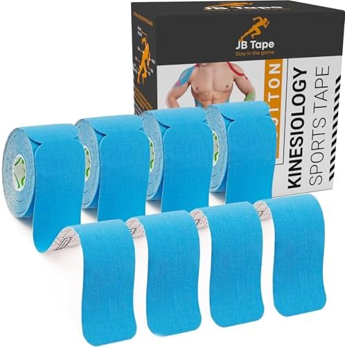 JB Tape Kinesiology Tape, 80 Precut Strips, Blue, Latex‑Free, 4 Rolls by JuneBugzEnterprises