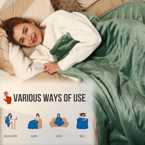 ESTINGO Heated Blanket Twin Size, 62"x84" Twin Size Electric Blanket with 5 Heating Levels & 10 Hours Auto Off, Fast Heating Blanket with ETL & FCC Certification for Bedroom Office Couch, Hunter Green - Image 5