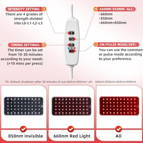 Red Light Therapy Lamp, Handheld 660nm 850nm Infrared Light Device - Image 3