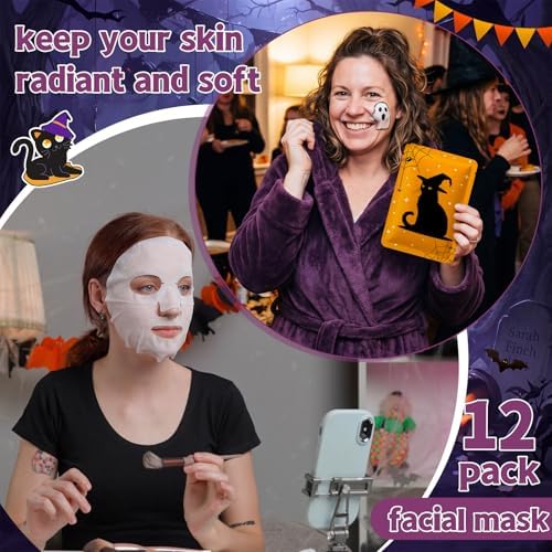 Batiyeer 12 Pcs Halloween Facial Mask Gift, Spooky Basket Stuffer for Women - Image 5