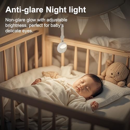 Portable Sound Machine for Baby - Smart Cry Detection Small White Noise Sound Machine, 6 Soothing Sounds, Smart On/Off, Night Light, Recording, Registry Gift Baby Sleep Machines - Image 4