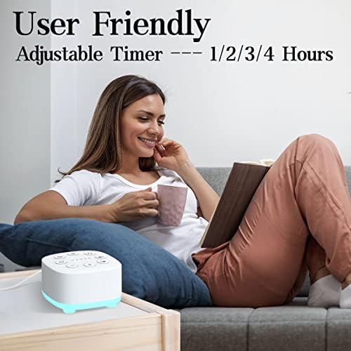 Meditation White Noise Sound Machine 30 Soothing Sounds with 32 Volume Control 12 Night Light 5 Timers Portable Sleep Machine for Travel Powered by AC or USB Sleep Therapy for Baby Kids Adults (White) - Image 6