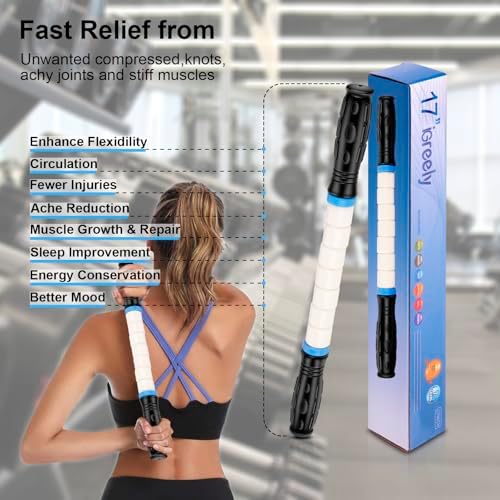 iGreely Premium Muscle Roller the Ultimate Massage Roller Stick 17 Inches Recommended By Physical Therapists Promotes Recovery Fast Relief for Cramps Soreness Tight Muscles-White - Image 6