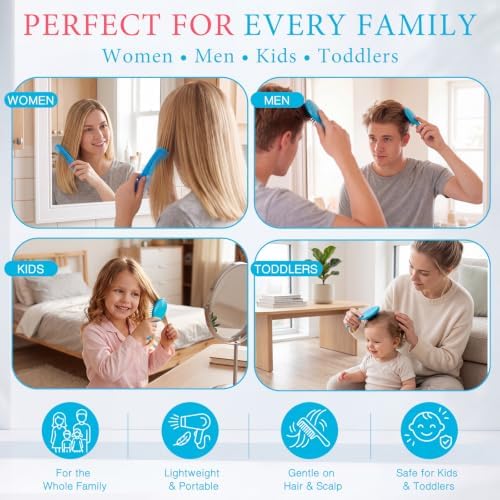 Epakh 12 Hair Brush Comb Set Wet Detangling Mini for Travel, Blue - Image 6