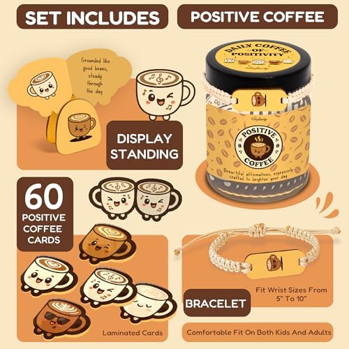 STOFINITY Positive Coffee Jar, 60 Affirmation Cards and Wood Stand - Image 2