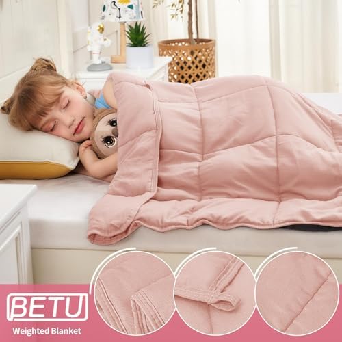 Weighted Blanket 10lbs, 40"x60", Twin Size Cooling Heavy Throw Blanket for 80-120lbs, Microfiber Soft Big Blankets Weighted Comforter, Pink - Image 5