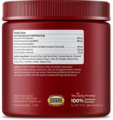 Zesty Paws Mobility Bites Dog Joint Supplement - Hip and Joint Chews for Dogs - Pet Products with Glucosamine, Chondroitin, & MSM + Vitamins C and E for Dog Joint Relief - AE - Bison - 90 Count - Image 6