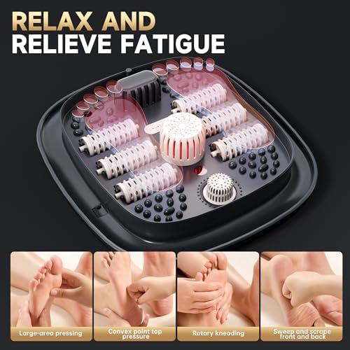 Deluxe Foot Bath Massage Spa with Temperature Control, Electric Heated Foot Soaking Tub for Professional Pedicure Foot Spa Massager with Bubbles, Remote Control and Shiatsu Rollers Black - Image 4