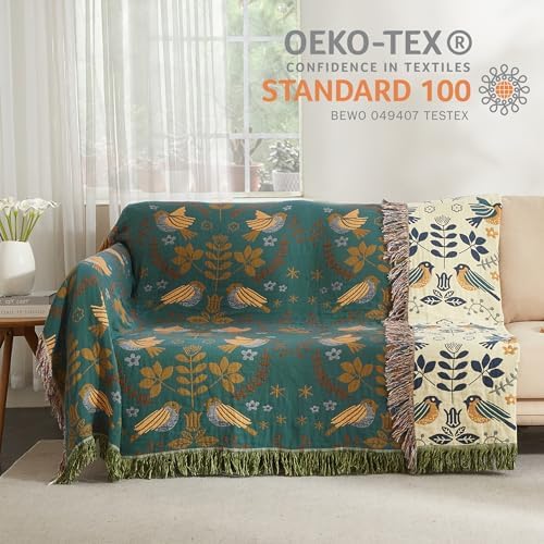 Boho Throw Blanket for Bed 60”x80”, 100% Cotton Blanket for Couch Sofa - Image 4