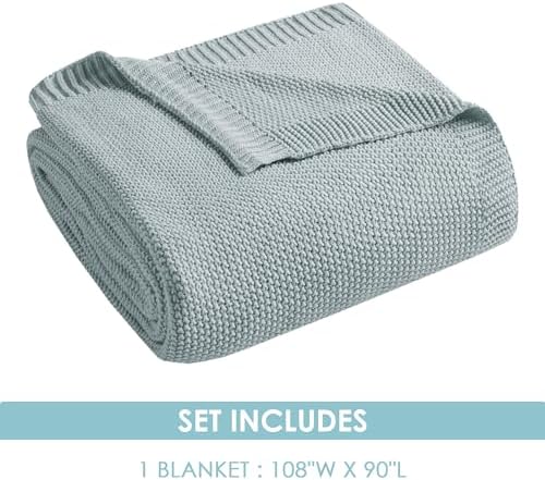 INK+IVY Bree Knit All Season Blanket for Summer, King, Light Blue - Image 2