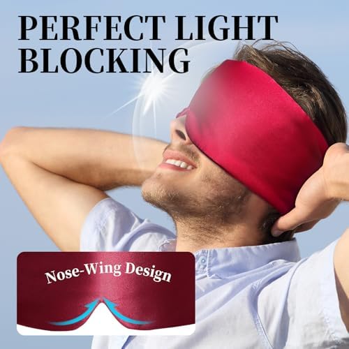 100% Mulberry Silk Sleep Mask, Large Eye Cover for Sleeping, Comfortable and Pressure-Free Sleeping Masks for Women Men, Completely Blackout (Wine Red) - Image 4