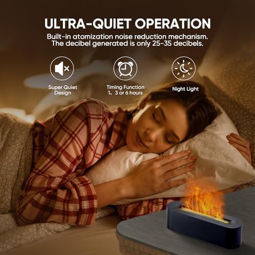 YALEDI Essential Oil Diffuser, Fireplace Flame Fire Oil Diffuser, 150ml Ultrasonic Cool Mist Aromatherapy Humidifier, Scent Aroma Diffuser with 7 Colors Light, Timer & Auto-Off for Home, Room (Black) - Image 4