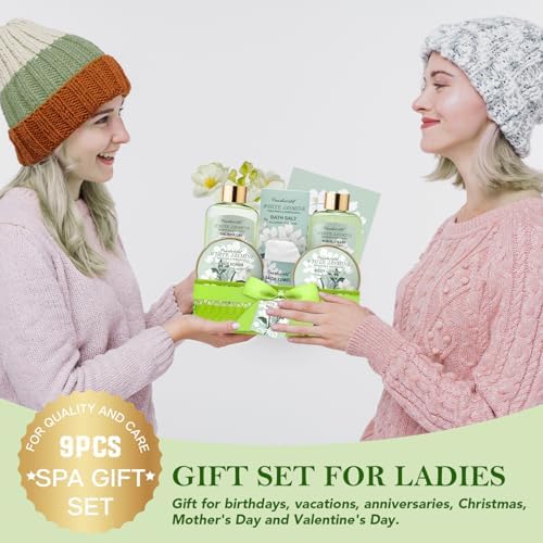 Bath Gift Baskets for Women, 9pc Jasmine Spa Gifts Set for Women, Self Care & Body Relaxing, Birthday Gift Basket, Mother's Day Gifts, Christmas, Anniversary Bath Gift Set - Image 6