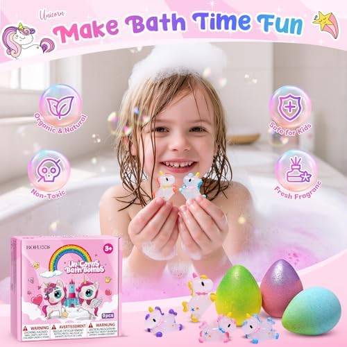 Unicorn Bath Bombs with Surprise Toys Inside, Girls Birthday Gifts - Image 3