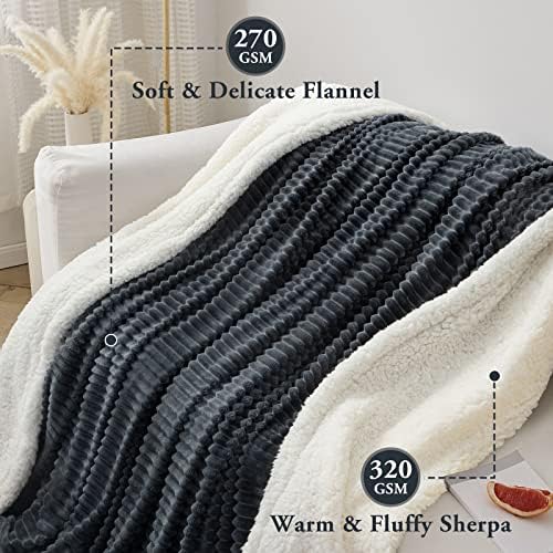 LBRO2M Sherpa Fleece Bed Blanket Super Soft Plush Warm Throw Twin 65"X90" - Image 3