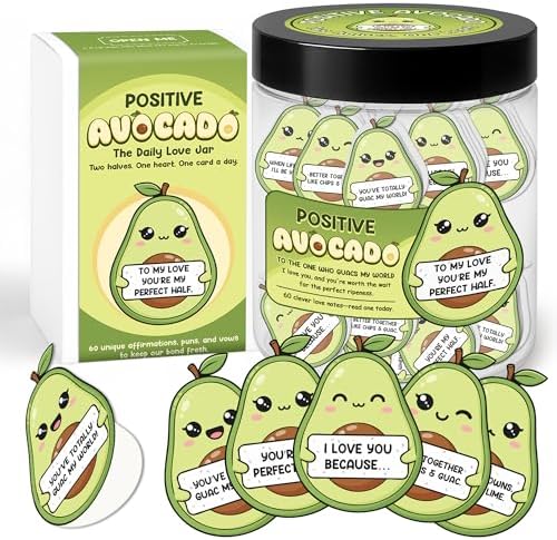 Positive Avocado Jar- 60 Mini Love Notes Xmas Gifts For Couple by KATINAT