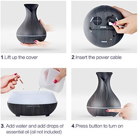 Aroma Essential Oil Diffuser, 400ml Ultrasonic Cool Mist Humidifier with Waterless Auto Shut-Off and Cleaning Kit for Home, Yoga, Office, Spa, Bedroom, Baby Room - Wood Grain - Image 2