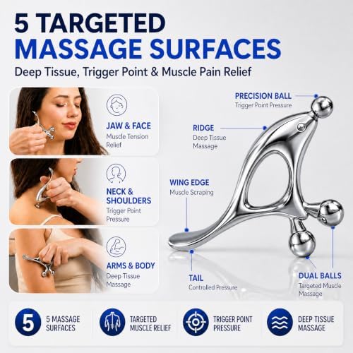 Melonsun Trigger Point Massage Tool for Pain Relief, Deep Tissue & Gua Sha, HSA Eligible Fascia Release Tool, FSA Eligible Muscle Scraper Acupressure Tool for TMJ, Full-Body Massage & Therapists - Image 2