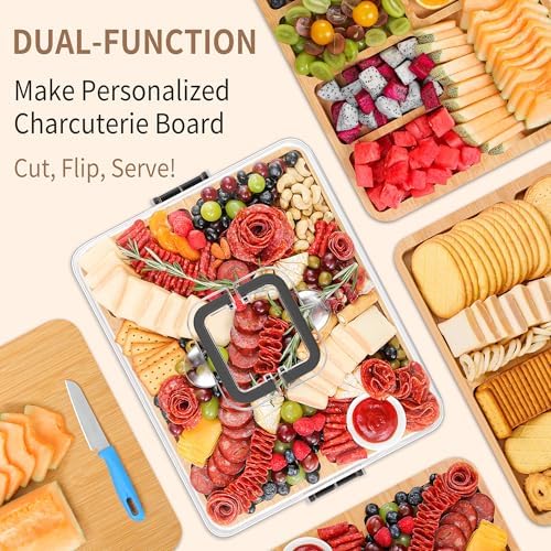 CAWIU Large Charcuterie Board with Lid, Portable Cheese Board & Snack Tray - Image 5