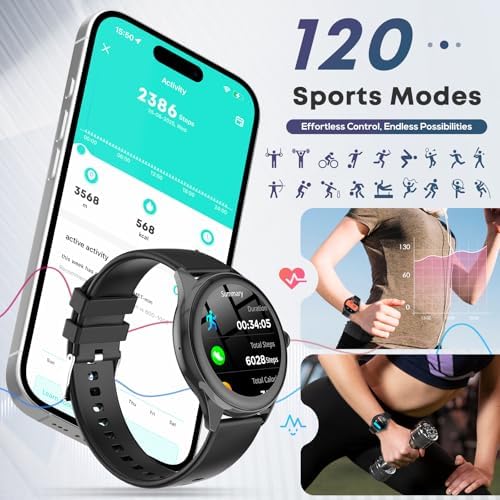 Smart Watch for Men, 1.39" HD Touchscreen Smartwatch with 120 Sports Modes, AI Voice Assistant, Heart Rate/Sleep Monitor, Bluetooth Call & Music Control Fitness Watch for iPhone/Android (Black) - Image 4