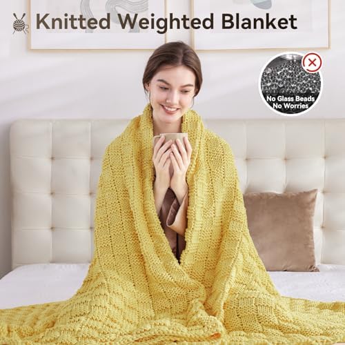 Knitted Weighted Blanket for Adult, No Beads Heavy Blanket 50"x60" 5lbs - Image 5