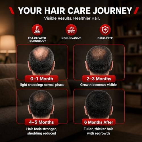 Red Light Therapy for Hair Growth,528 Total Light Emitters,Full-Scalp Coverage,Laser Hair Growth Cap for Men & Women,Black - Image 3