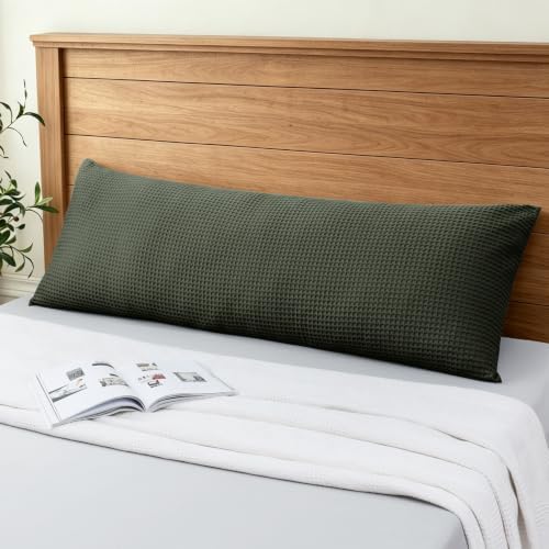100% Egyptian Cotton 600 TC Waffle Weave Body Pillowcase with Zipper by ZaizaiHome