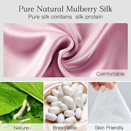 100% Natural Silk Eye Mask for Women Men, Soft Pressureless Cooling Blackout Eye Covers for Sleeping, Large Size Sleep Mask fits All Heads Adjustable, 1PC, Lotus Pink - Image 4