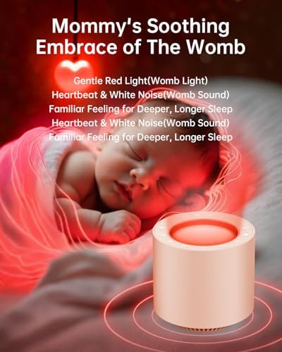 Dimmable Nursery Night Light: Red Light Therapy Sleep Sound Machine with 38 Soothing Sounds & Calming Womb Soother Memory Function, White Noise Sound Machine with Timer for Baby Adult Gift (Peach) - Image 3