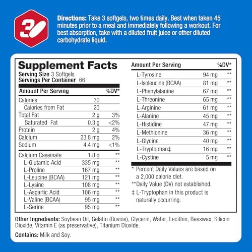 Prolab Amino Gel-Caps, Essential Amino Acids, High-Potency (200 Softgels) - Image 2