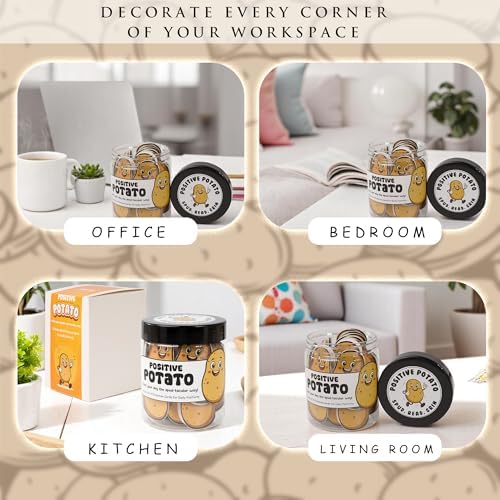 Emotional Supports Potato Jar, 60 Positive Potato Cards in Jar, Affirmation Gifts for Women, Coworker Leaving Gift, Farewell Gifts for Coworkers, Birthday Gifts for Girls, Teens, Friends - Image 6