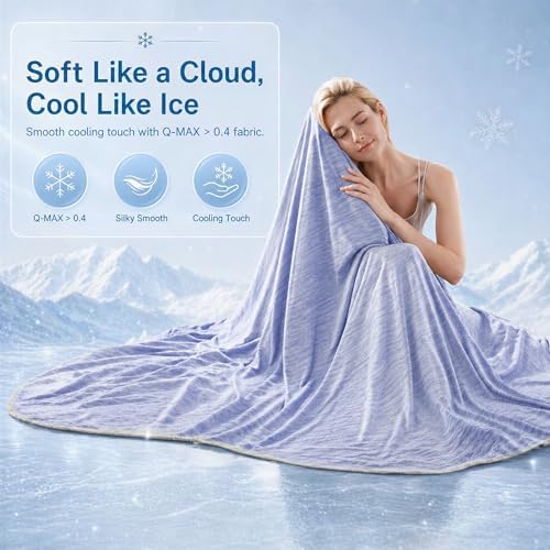 Cooling Blanket for Hot Sleepers - Lightweight Breathable Cool Cold Blanket - Keep Cool for Night Sweats, Soft Thin Ice Throw Blankets for Bed Couch Sofa, (Purple, 50"x70") - Image 4