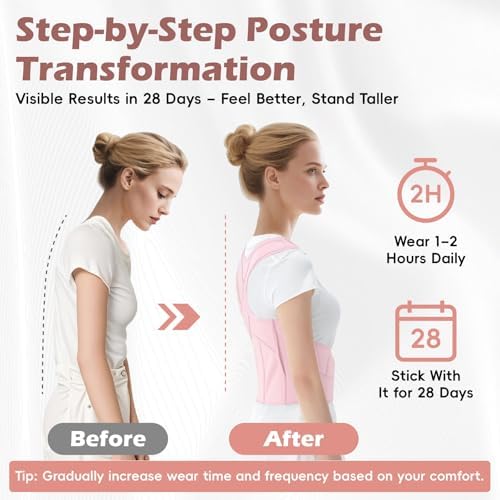 Posture Corrector for Women & Men, Full Back Brace Support with Adjustable Shoulder Straightener, Lower & Upper Back Pain Relief - Scoliosis, Hunchback, Spine Corrector (Pink, Medium) - Image 5
