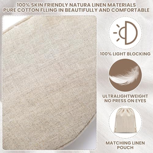 1 Set Pure Linen Sleep Mask Organic Cotton Eye Cover Gift,Linen - Image 3
