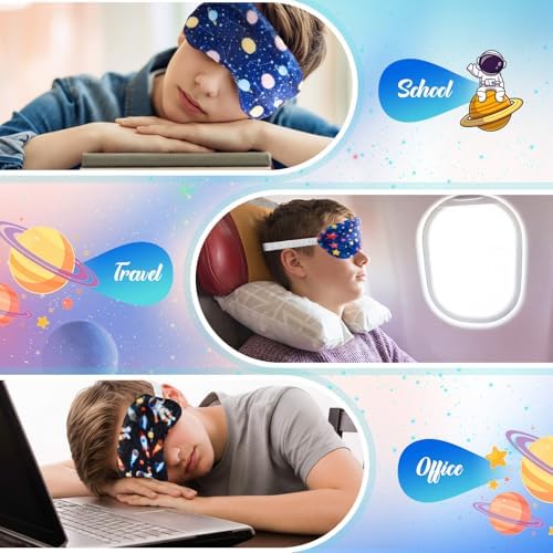 Cuffbow 6 Pack Fuzzy Sleep Masks Plush Eye Mask,Astronaut,Blue - Image 5
