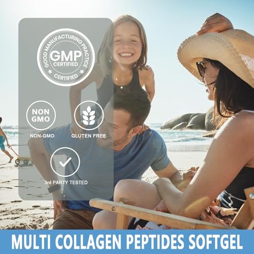 Collagen Peptides Softgels, Multi Collagen Peptide w/ Glucosamine Chondroitin MSM Biotin, Hydrolyzed Collagen Peptides Complex for Women Supports Skin Hair Nail Joints Bones Gut Health, Non-GMO - Image 6