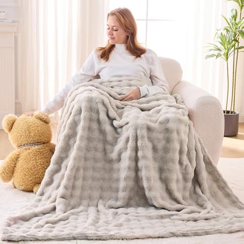 NEWCOSPLAY 3D Bubble Flannel Throw Blanket for Couch Linen, 50"×60" - Image 2