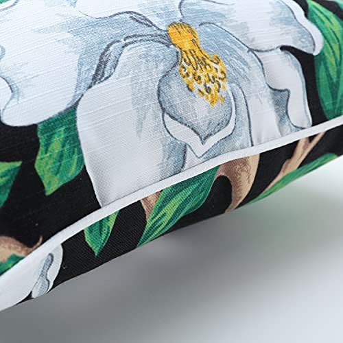 Pillow Perfect Floral Indoor/Outdoor Accent Throw Pillow, Plush Fill, Weather, and Fade Resistant, Throw - 16.5" x 16.5", Black/White Magnolia, 2 Count - Image 2